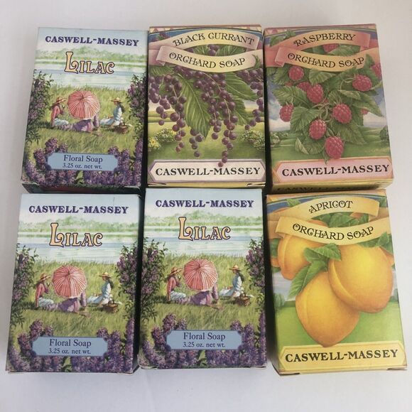 Casswell-Massey Damask Lot of 6 Orchard Raspberry‎ Apricot Currant Lilac 3.25oz